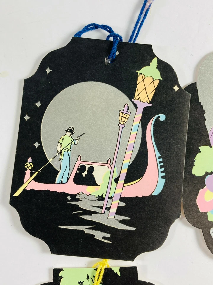 Lote (4) De Colección 1920 Deco Flapper Gibson Halloween Bridge Tally Score Pad Tarjeta Etiqueta Foto 3 de 4