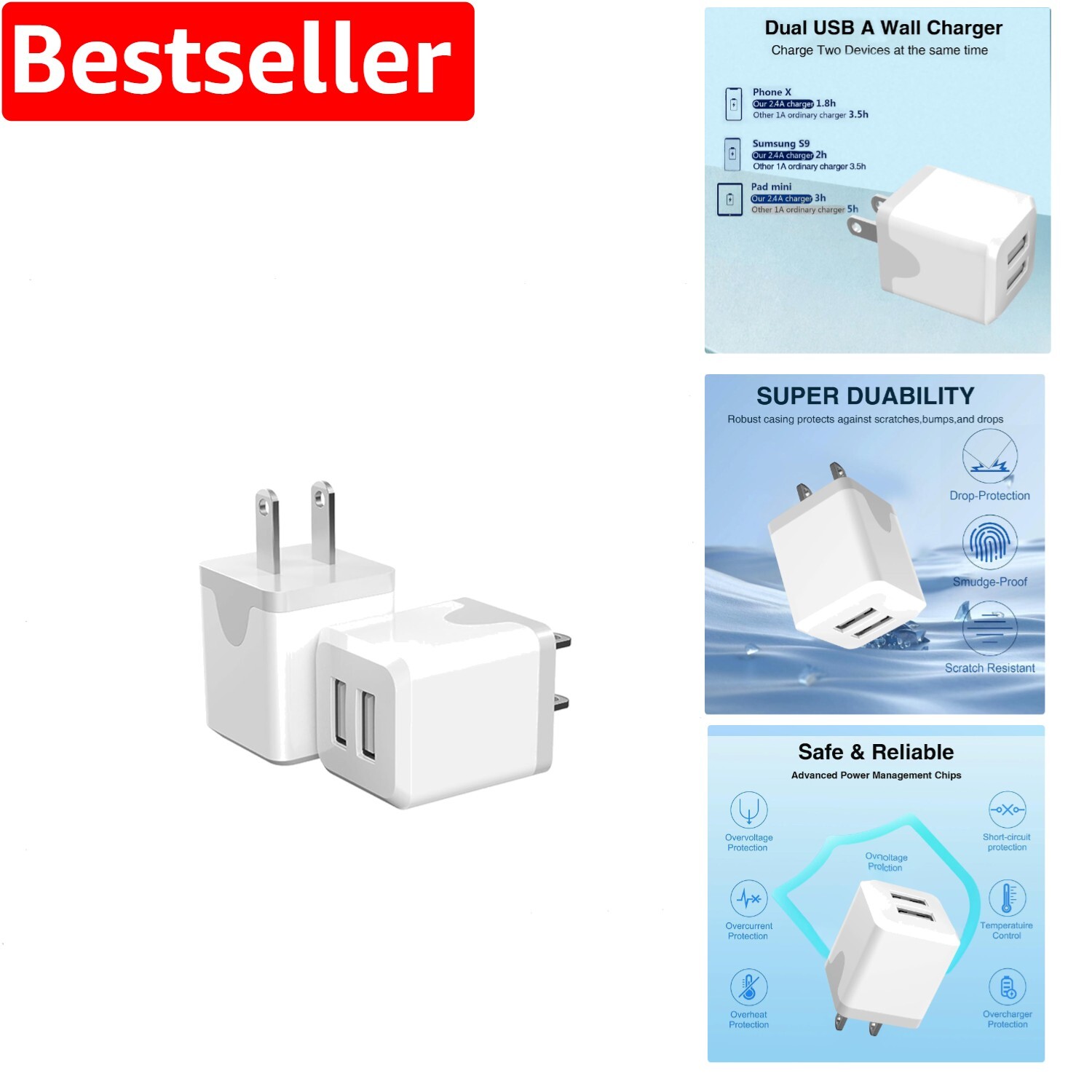 Dual USB Power Adapter for Fast and Reliable Phone Charging