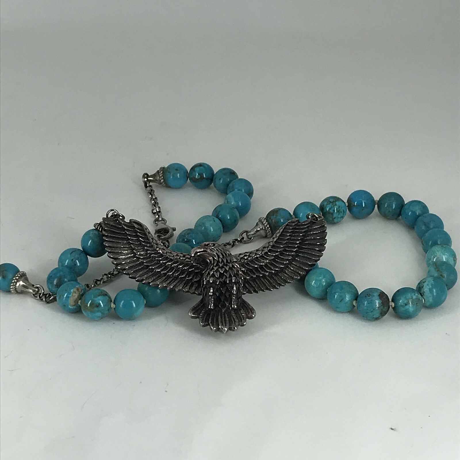Turquoise Bead Chain 925 Solid American Eagle Ste… - image 15
