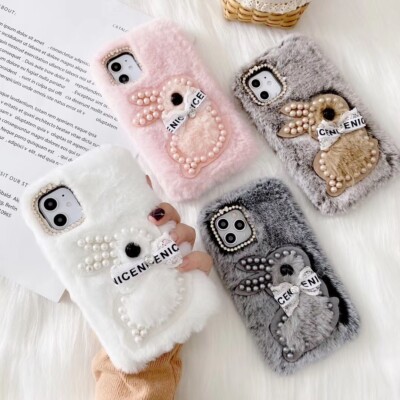 Warm Rabbit Fur Skin Case Cover for Samsung S24 S23 + Ultra A15 A55 A54 A14 A34