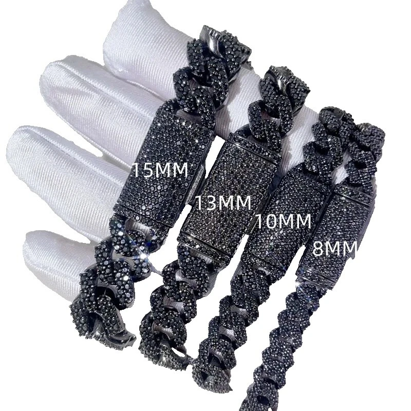 Joyas de plata esterlina Negro Moissanite para hombres