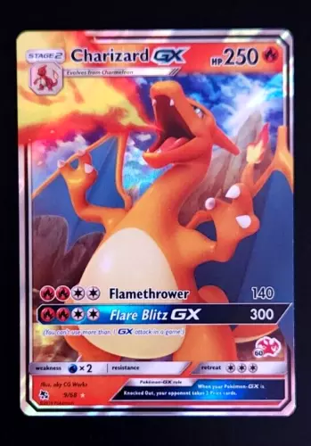 2019 Pokemon Sun & Moon Hidden Fates Charizard Holo GX 9/68