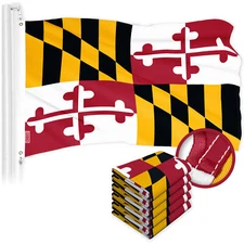 G128 5 Pack Maryland State Flag 2x3 Ft ToughWeave Embroidered 300D Polyester