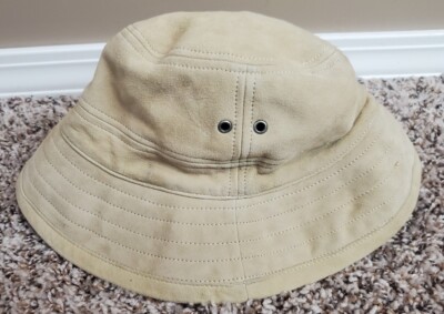 Vtg Y2K Banana Republic Tan Leather Bucket Hat Size S/M | eBay