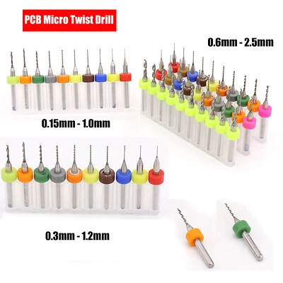 0.6mm-2.5mm PCB Carbide Micro Twist Drill Bits 10pcs Set Jewelry Rotary Tool