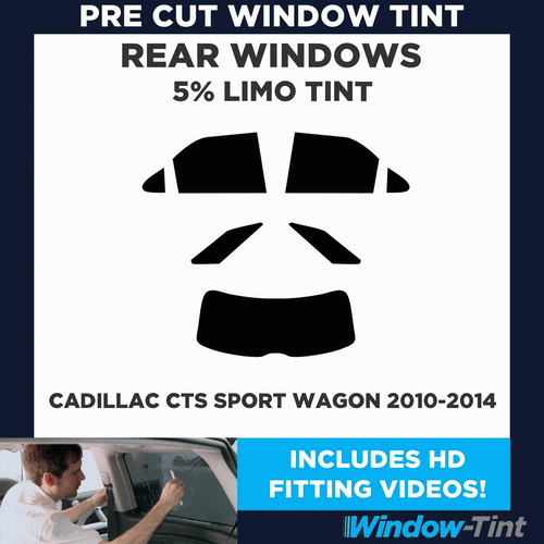 Pre Cut Window Tint for Cadillac CTS Sport Wagon 2010-14 5% Limo Black Rear Film - Picture 2 of 10