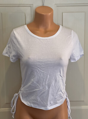 AMBIANCE, Junior Size Large, White Top w/Side Loop Drawstrings.  NEW.
