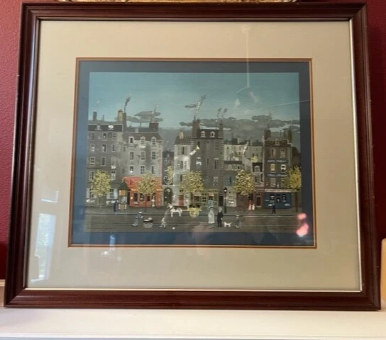 Arte litográfico firmado enmarcado Michel Delacroix "L'Homme Sandwich" París Francia Foto 2 de 4