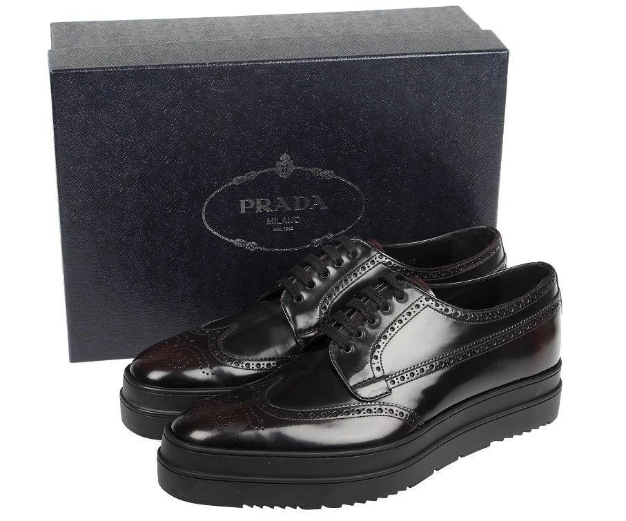 NEW PRADA MEN'S CORDOVAN LEATHER WING TIP PLATFORM LACE-UP