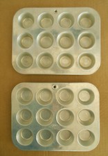 Comet Mini Aluminum 12 Cavity Cupcake Muffin Pan Lot of 2 Made in USA Y29