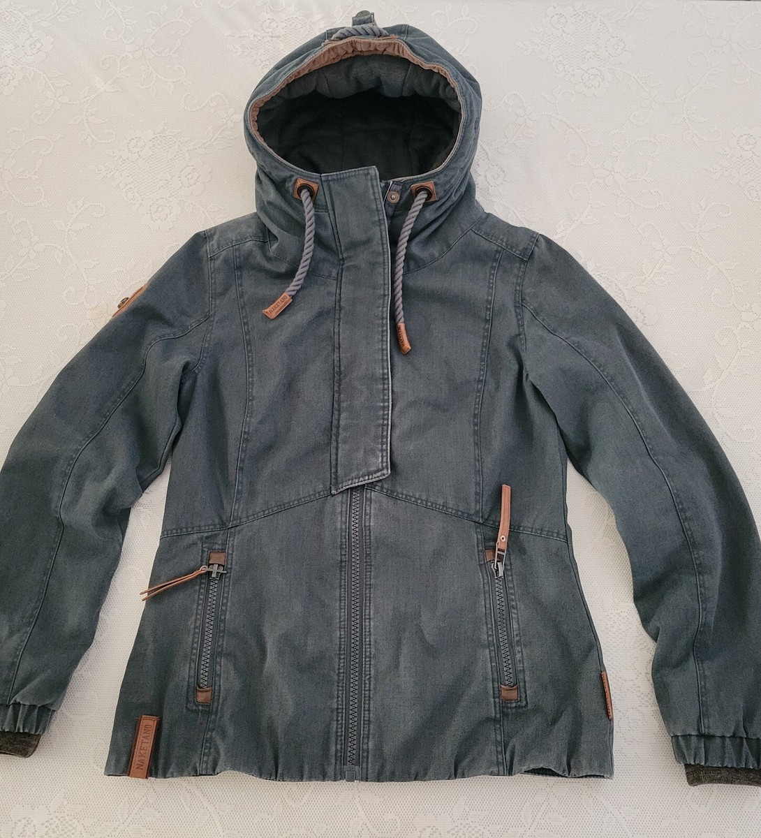 Naketano Brave New World Jacket Coat Parka Green Corduroy Trim M Womens