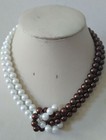 2 Rows 8mm South Sea Akoya Shell Pearl Round Smooth Gems Beads Necklace 18" Aaa