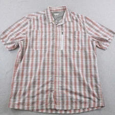 LL Bean Shirt Mens Extra Large Tall XLT Gray Red Vented Fishing Outdoors