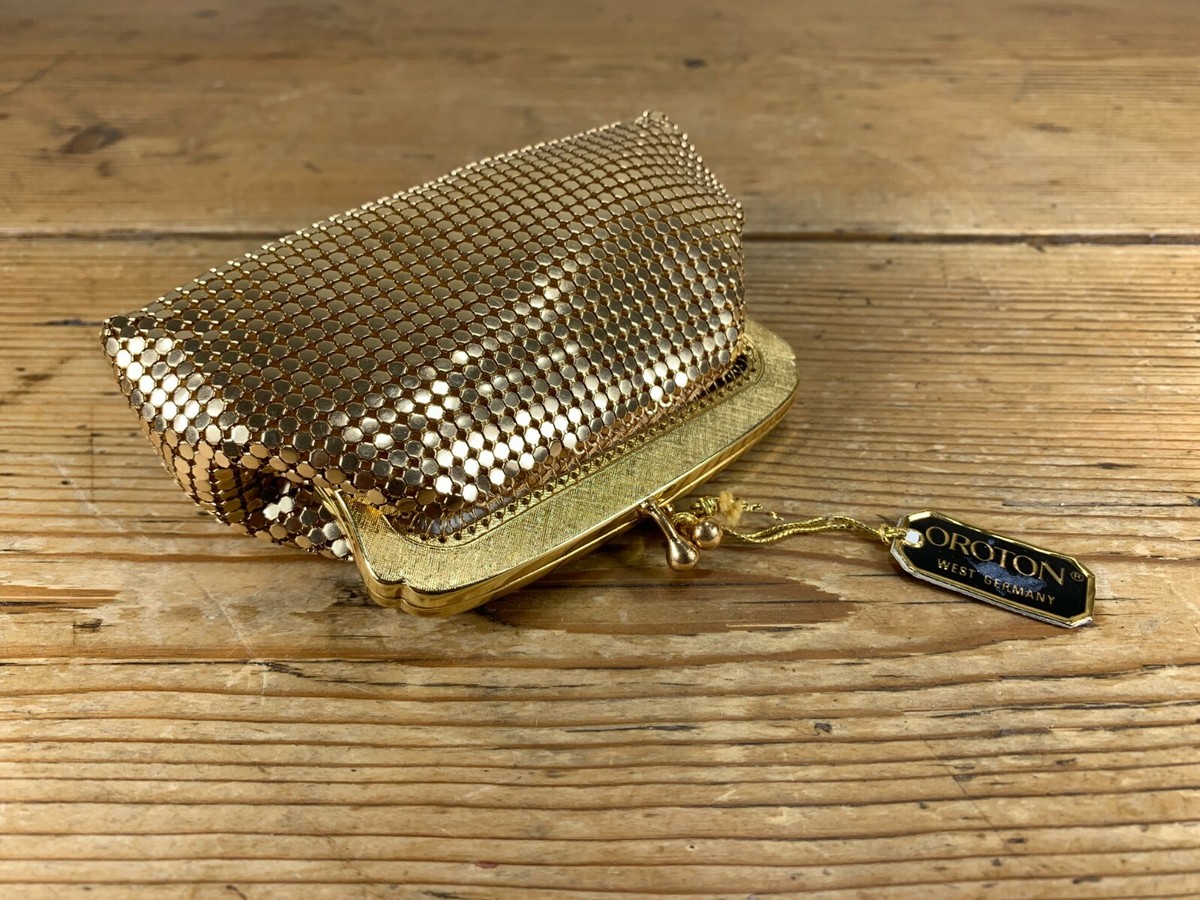Vintage Oroton Gold Chain Mail Mesh Purse Small Evening Bag, BRAND NEW IN  BOX