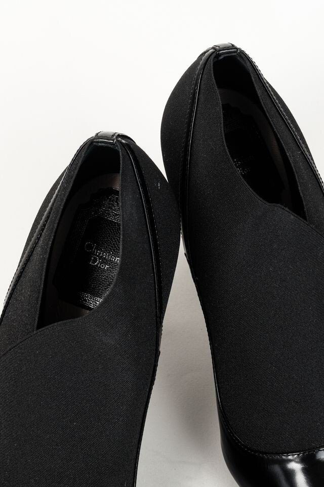 Christian Dior Black Leather Elastic Wrap Pointed Toe