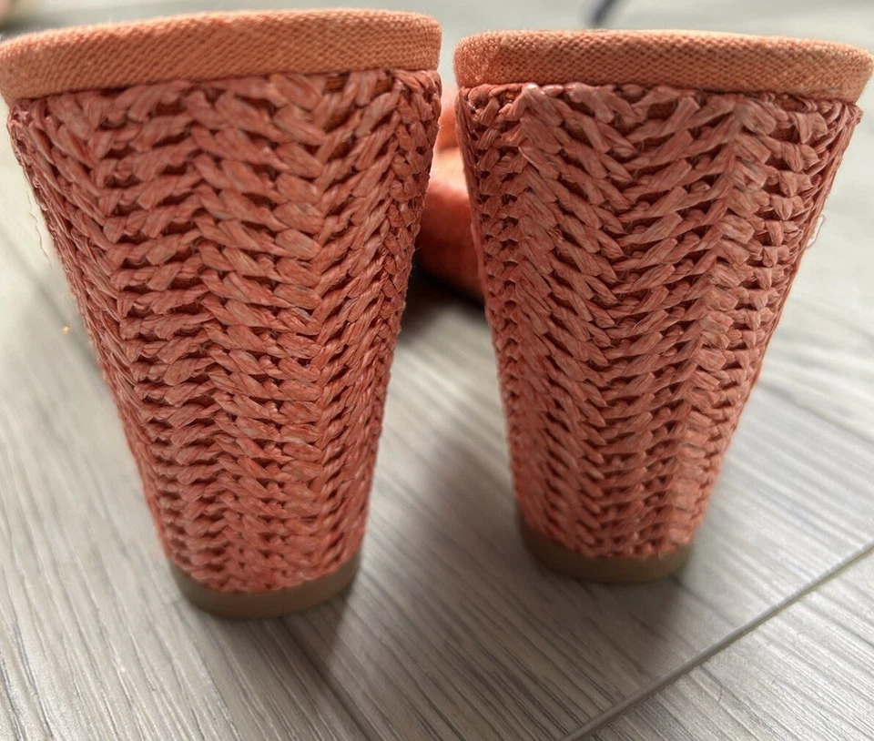 NUEVO NINE WEST Talla 10 M Nikhil Cuñas Coral Sin Cordones Deslizables Puntera Cuadrada Abierta Foto 4 de 4