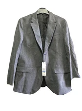 Calvin Klein Mens Checkered Suit Separate Sportcoat Blackened Pearl XL $198