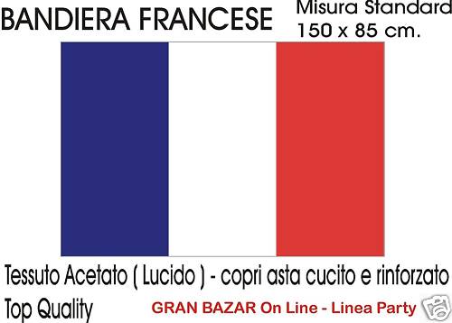 Bandiera Francia 45x30 Cm - Bandierina Francese Con Cordicelle Per Interno/Esterno