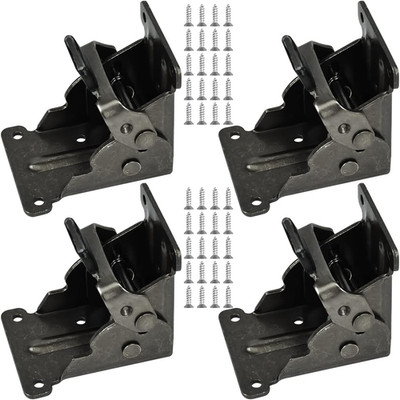 Folding Brackets, 4 PCS Lock Extension Support for Table Bed Leg, Bronze Steel F