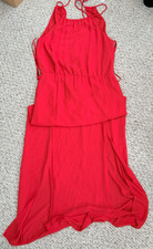 BCBG MAXAZRIA Dress Women 02 Maxi Red Halter Jeannine JEWELRED