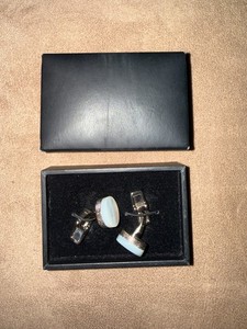 Hugo Boss mens shirt cufflinks formal suit accessory white mother of pearl color