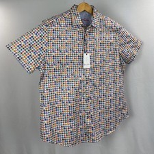 Robert Graham Button-Up Shirt Mens XL Colorful Vibrant Artwork Flip Cuff SS NWT