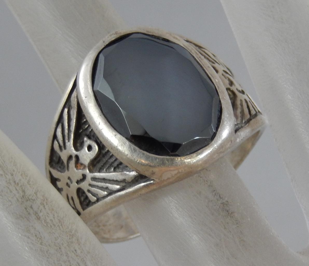 Vintage Solid Sterling Silver Hematite Thunderbir… - image 1