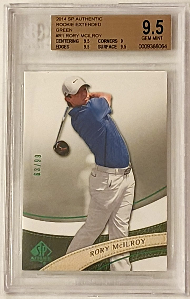 2014 Upper Deck SP Authentic Rookie Extended Rory Mcilroy Green /99  BGS 9.5 GEM view 2