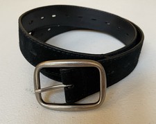 Women's Genuine Leather Belt Black Suede Wide XL Fully Adjustable Luxury