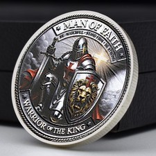 Moneda Caballero León Cristiano de Judá Hombre de Fe Biblia Desafío Moneda Regalo Medalla