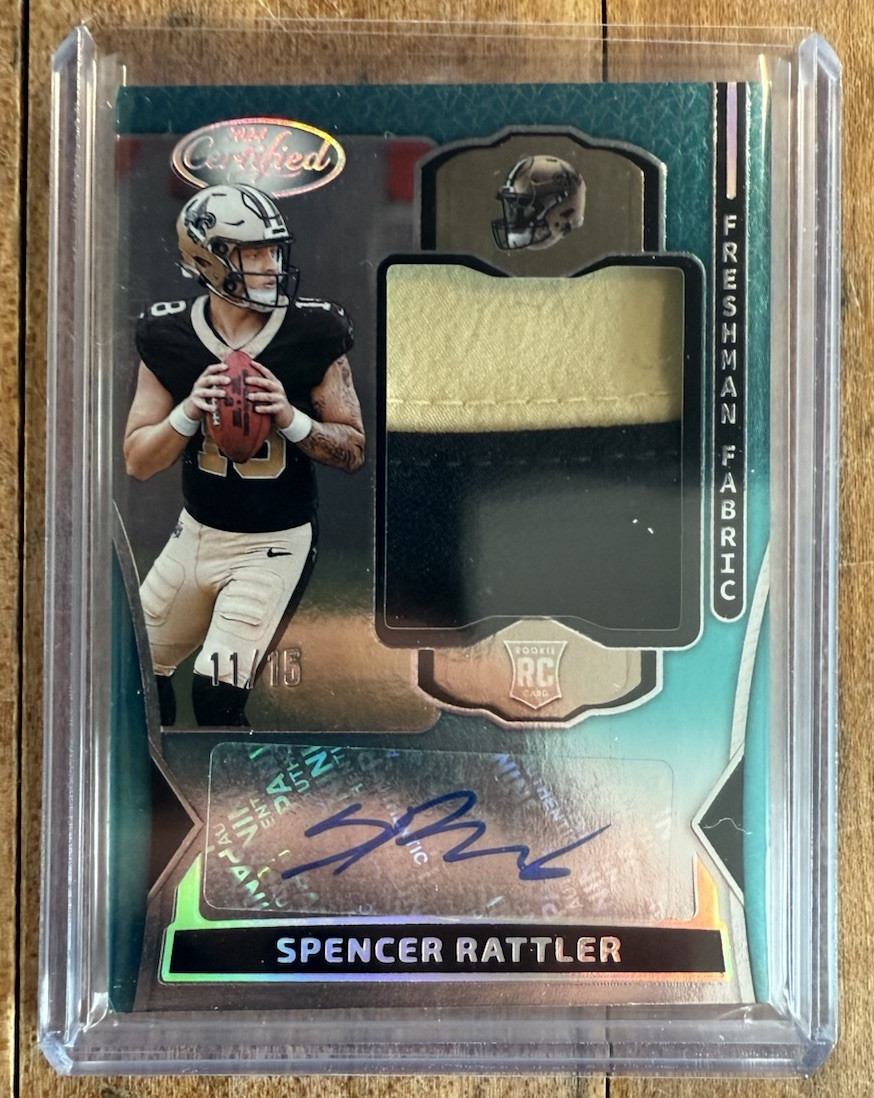 2024 Certified Spencer Rattler Freshman Fabric Teal Etch Auto 11/15