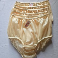 6pcs Granny Panties Underwear Nylon Woman Soft Briefs High Waist 32"-38"L/Yellow