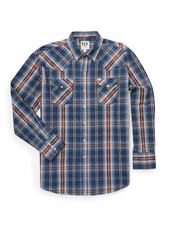 Men's Ely Cattleman Long Sleeve Brawny Flannel Western Snap Shirt- Navy