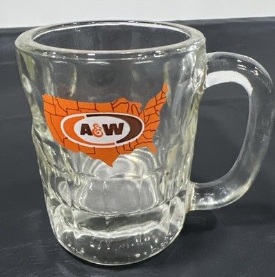 Vintage Authentic A & W Root Beer Heavy AW Glass Mug w/ Dimples USA Logo