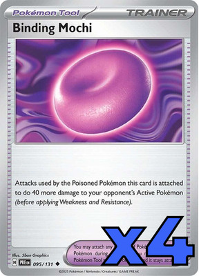 4x Binding Mochi 095/131 Sv: Prismatic Evolutions PLAYSET x4 - Pokemon TCG - NM