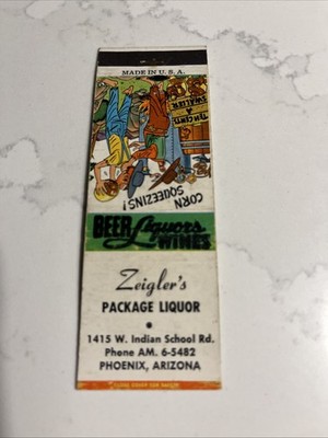 Zeigler s Package Liquor Store Phoenix Arizona Matchbook Cover