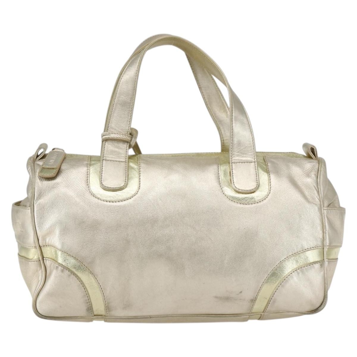 Loewe Vintage Handbag Leather Gold Leather Handbag (Pre-Owned)