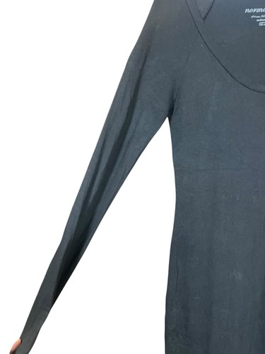 Norma Kamali Solid Black Long Sleeve Maxi Shirt Dress Jersey Stretch Knit Med - Picture 4 of 8