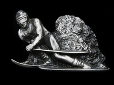 MJ17139 NOS VINTAGE 1979 CUT-OUT SNOW SKIIER BELT BUCKLE