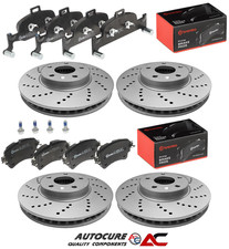 FOR AUDI A5 QUATTRO DRILLED FRONT & REAR BRAKE DISCS & BREMBO PADS SET