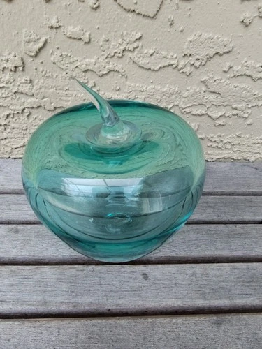 Blenko Teal/Aqua Glass Apple Free Shipping