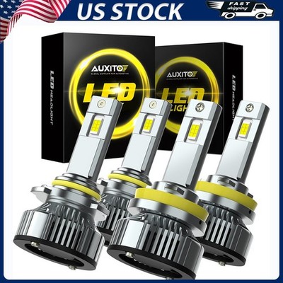 4X 9005 H11 LED Headlight KIT Combo Bulbs 6500K High&Low Beam Super Bright White