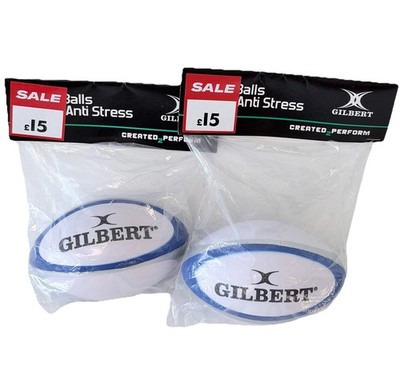 Gilbert Rugby Ball Stressball 10 cm - Rugby Spielzeug | Quetschball x2 Stück Konvolut