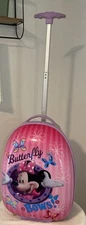 HEYS Minnie Mouse Butterfly Carry On Rolling Hardcase Luggage 17" Pink Suitcase