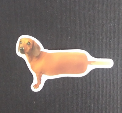 Corn Dog Wiener Dog Novelty Sticker 1.75'' x 2.78'' (AD)