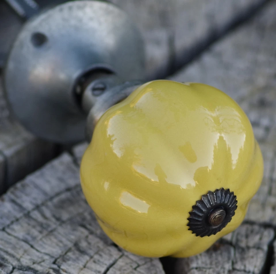 ВИНТАЖНЫЕ керамические дверные ручки желтые ретро стиль ар-деко для проектов реставрации - Изображение 3 из 4