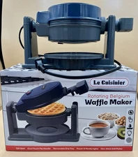 Le Cuisinier Rotating Belgium Waffle Maker Nonstick Grill Plates Drip Tray