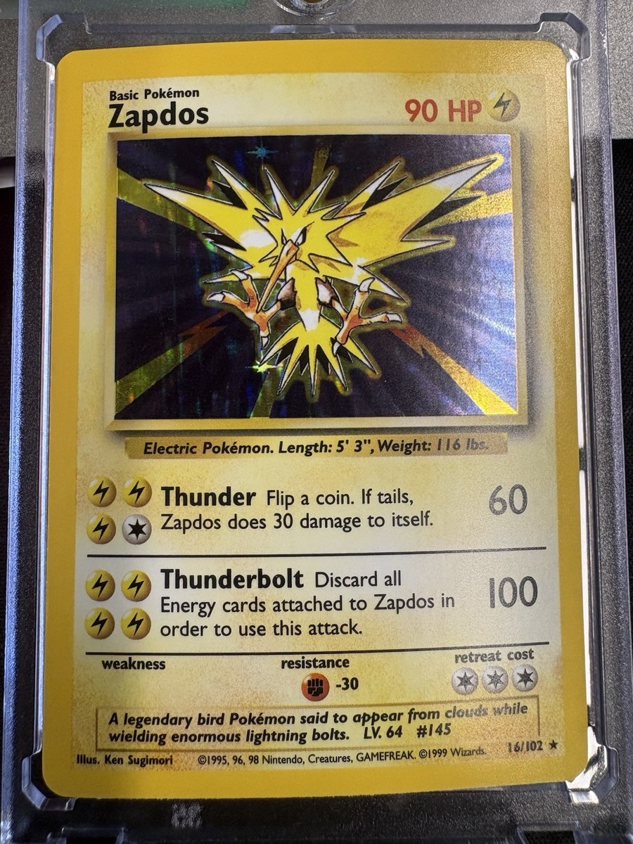 Wizards Pokemon TCG Zapdos Base Set Holo Rare 16/102 1999 English