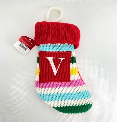 Letter V Knit Monogram Mini Stocking Rainbow Wondershop Xmas Holiday Target 8''