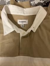 Goodfellow Men's Long Sleeve Rugby Polo Shirt SMALL Beige/ Cream